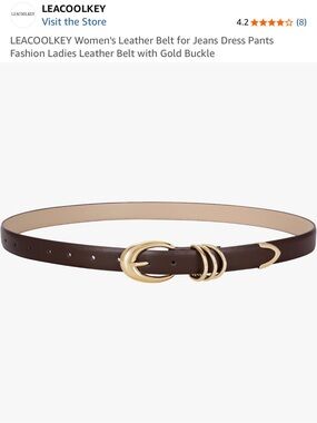 Black Leather Belt with Gold-Tone Buckle